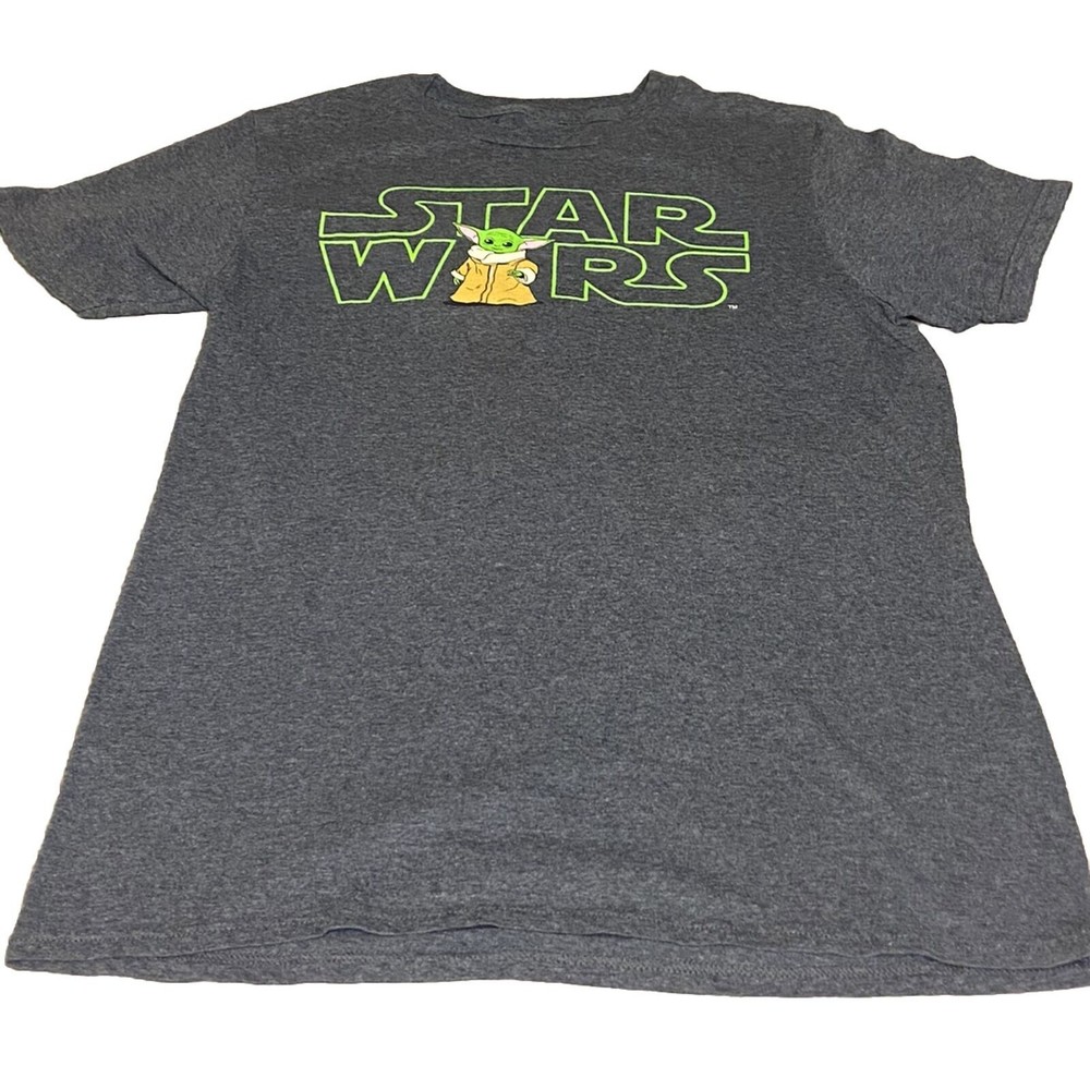 Star Wars The Child Youth Size XL Cotton Gray Short Short Sleeve